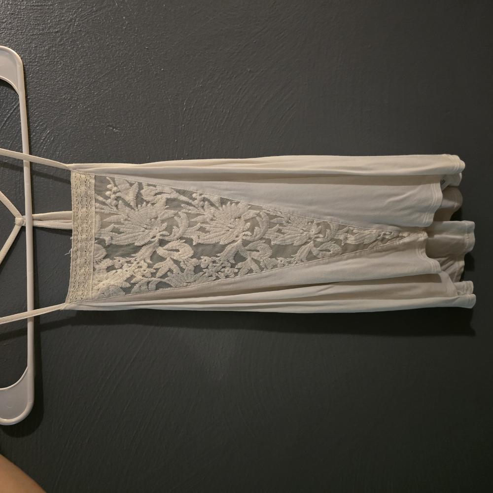 American Eagle Outfitters Cream Lace Tank Top